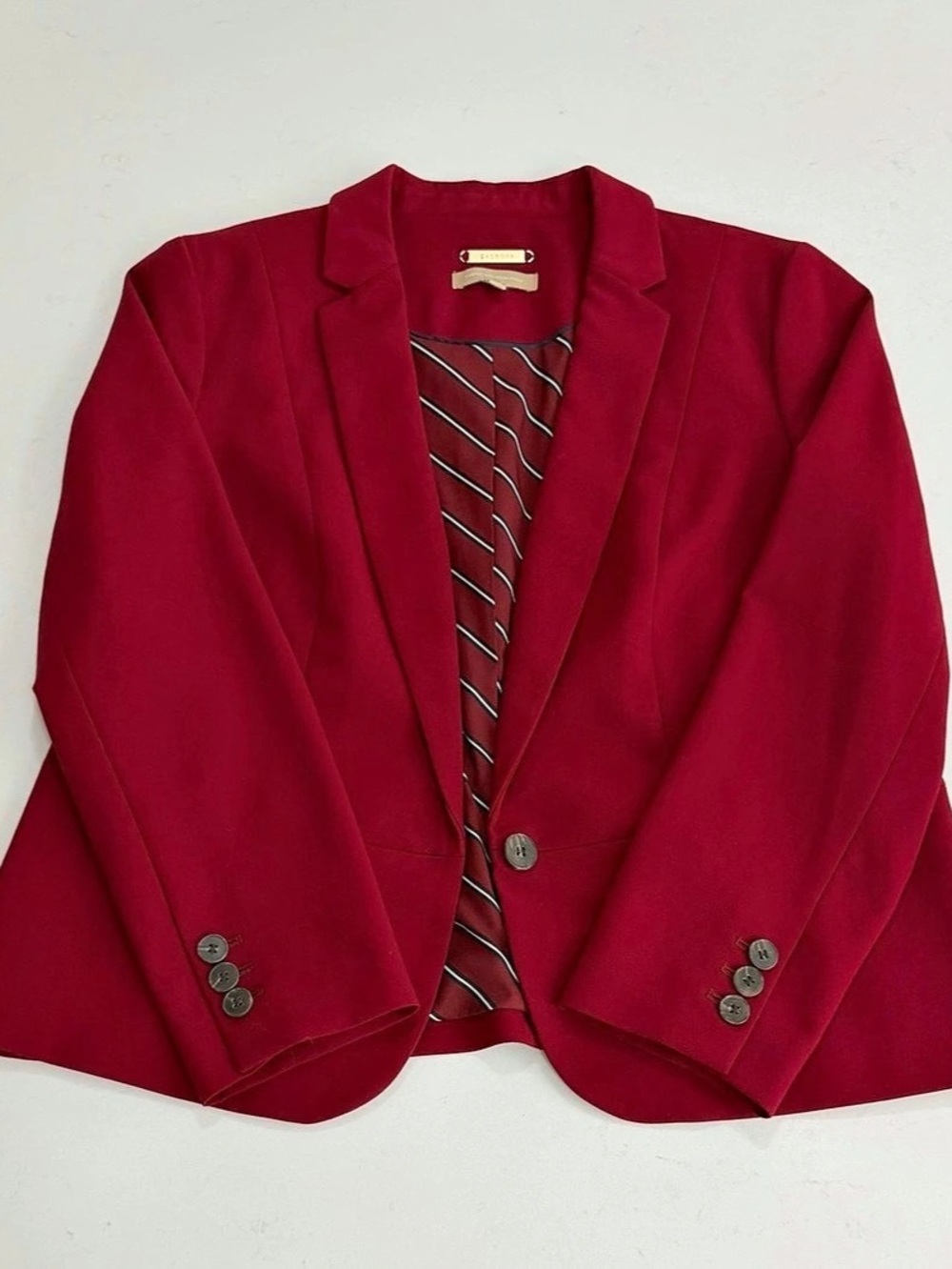 Talbots Red Single-Button Blazer Jacket Striped Lining Size 16P
